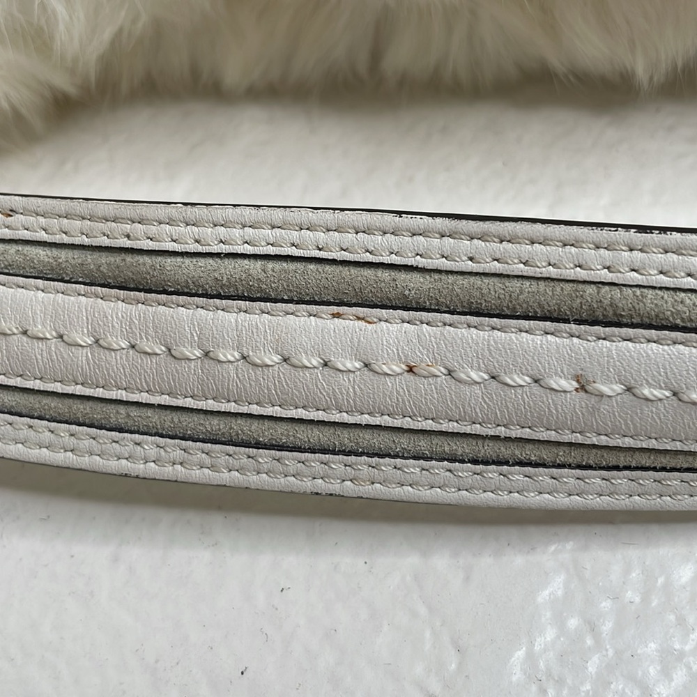 Vintage Y2K Coach Ivory Real Rabbit Fur-Trimmed Hobo Shoulder Bag - Picture 10 of 16